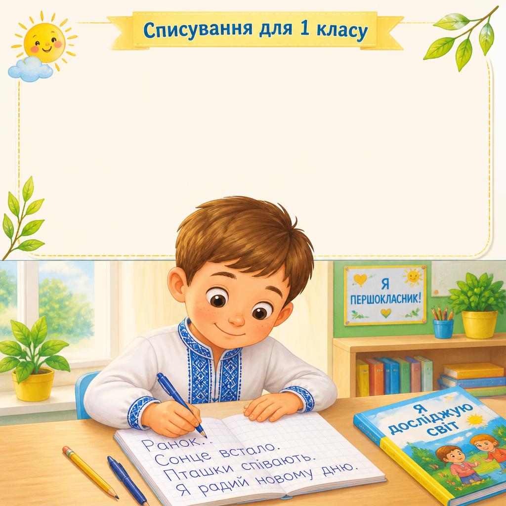 Дитина виконує завдання для письма 1 клас списування з друкованого тексту